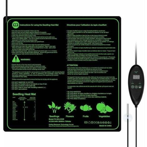 Tapis Chauffant Adjustable avec Contrôleur de Thermostat Serres Chauffantes Hydroponique Imperméable,50.8cm x 50.8 cm..DEBUNS