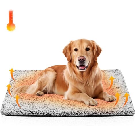 Tapis Chauffant Auto Chauffant Animaux Cage Chien Ultra Doux Chaud Lavable Antidérapant Chenil Intérieur Extérieur 45x60cm