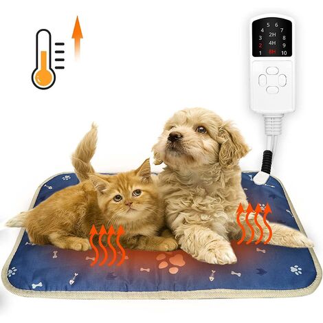 Tapis Chauffant Chien Chat, 70 45cm Tapis Chauffant Chien Chat Pour Animaux Domestiques Température Réglable, Tapis Chauffant Électrique Pour Chiens Et Chats Étanche Avec Minuterie Et Le Thsinde