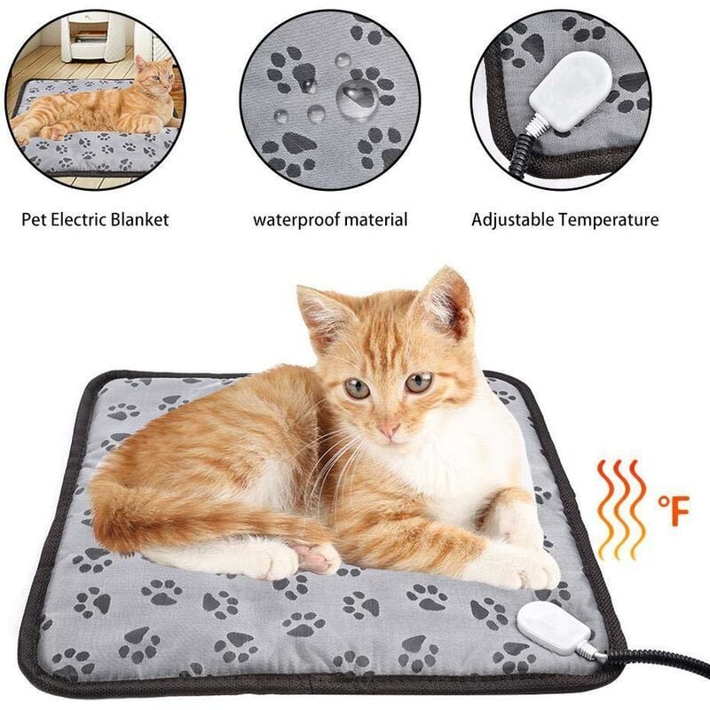 Tapis Chauffant Chien Chat Coussin électrique pour Animaux Temperature Reglable avec Cordon Anti Morsure étanche Matelas Convient aux Chiots, Petits