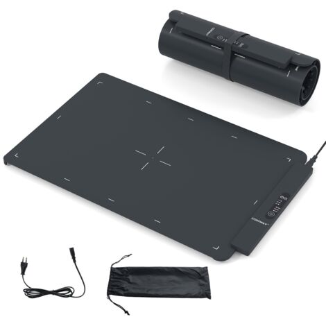 Tapis Chauffant Électrique en Silicone pour Aliments avec Chauffage Rapide sur Toute la Surface Chauffe-Aliments Enroulable et Portable Noir