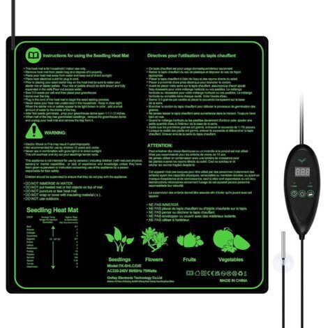 Tapis Chauffant Plante avec Contrôleur de Thermostat Serres Chauffantes Adjustable Imperméable pour 50.8 50.8 cm