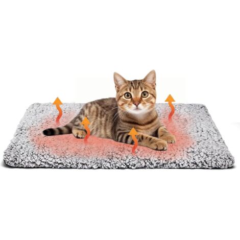 Tapis Chauffant pour Animaux de Compagnie, Couverture Auto-Chauffante pour Chiens et Chats,Tapis Chauffant Chat, Tapis Auto Chauffant Chien, sans électricité, Antidérapant, Chaud (S 50x40cm)
