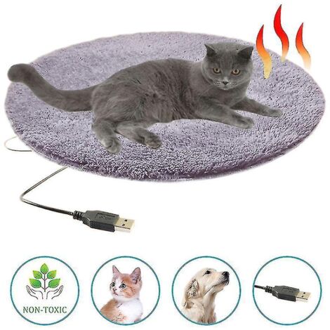 Tapis chauffant pour animaux, tapis chauffant électrique imperméable de 40 cm pour chiens et chats, doux, confortable et lavable.