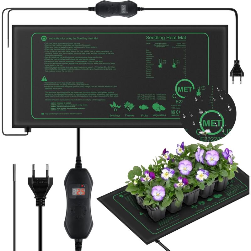 Tapis Chauffant pour Plantes avec Thermostat pour semis, Animaux domestiques et Reptiles,Tapis Chauffant de 50 W pour la Germination et la régulation