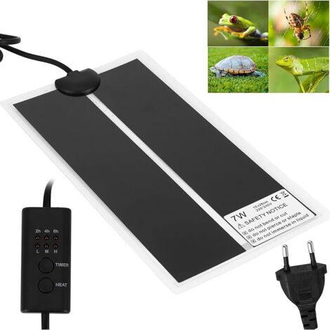 Tapis Chauffant pour Reptiles, Tapis Chauffant Réglable pour Reptiles avec Thermostat pour Animaux de Compagnie, Tortues, Serpents, Lézards, Gecko, Araignées (7W 15x28cm)