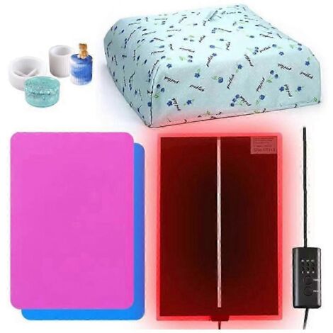 Tapis chauffant pour résine, tapis de polymérisation rapide avec couvercle et minuterie, élément chauffant pour époxy avec coussinet chauffant en silicone, pour résine (voir illustration).