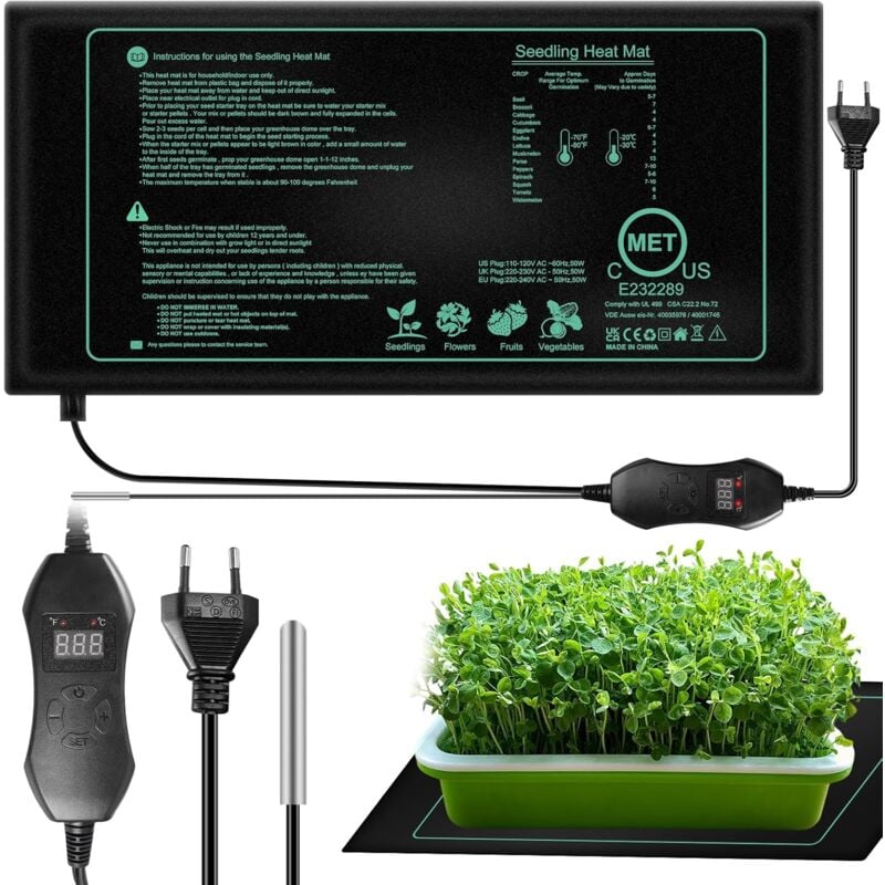 Tapis Chauffant pour Semis,25cm52.5cm 50W Tapis Chauffant pour Plantes,Tapis Chauffant Imperméable,Coussin Chauffant pour Serre pour La Germination