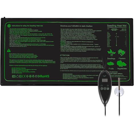 Tapis chauffant réglable avec thermostat, étanche, pour serres hydroponiques, pour accélérer la germination des graines et des reptiles.