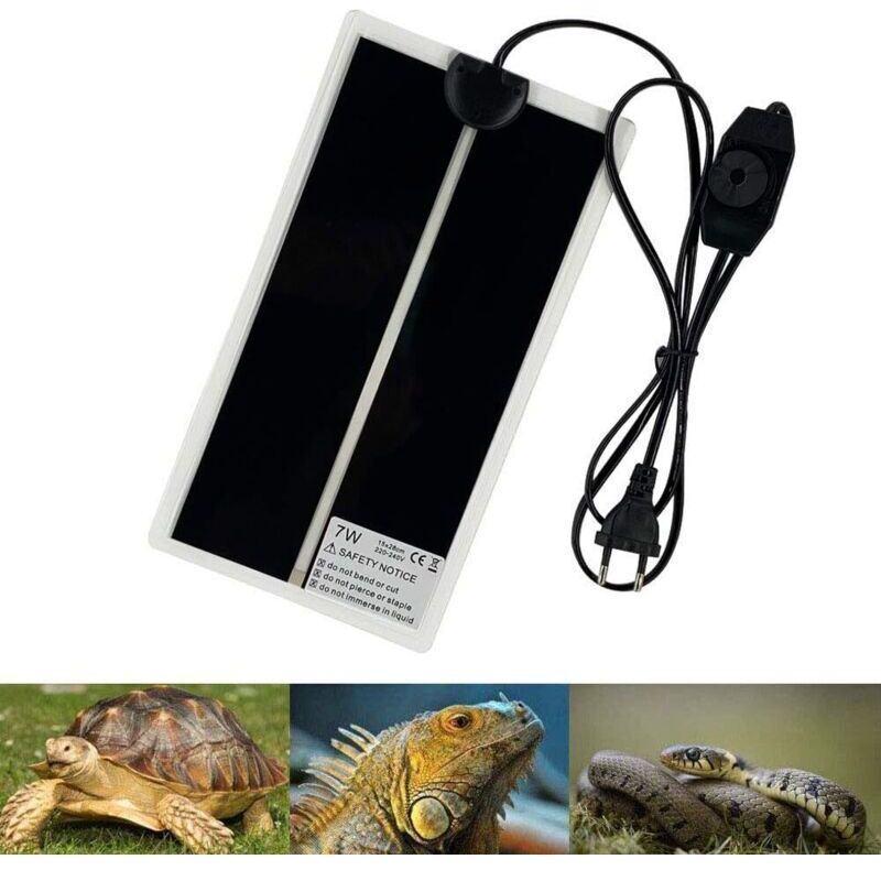 Tapis chauffant reptile 7W 28x15 cm – Réglable 0-35°C – Matériau PET – Pour tortues, serpents, lézards et araignées - 28x15CM-