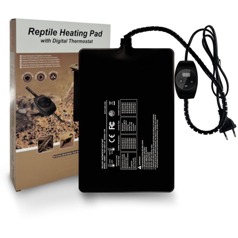 Tapis Chauffant Reptile avec Thermostat, Coussin Chauffant Réglable pour Reptiles Tortue Serpents Lézard Gecko Bernard-l'ermite Grenouille Araignée