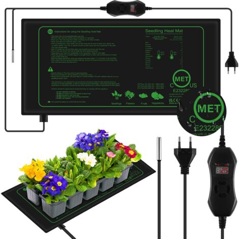 Tapis Chauffant Semis,52.525cm 50W Tapis Chauffant pour Plantes, Tapis Chauffant pour Plantes avec Thermostat pour semis, Tapis Chauffant pour Plantes Imperméable pour la Germination des semis