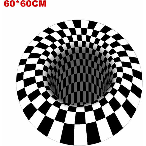 Tapis circulaire tridimensionnel Tapis illusion 3D, 6060cm