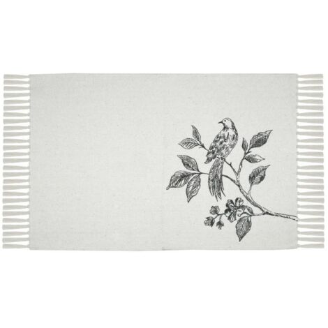 Tapis CLARINE 60x90 motif brindilles d'oiseaux écru