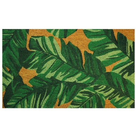Tapis Coco Naturel Feuilles 45x75cm - Idmat