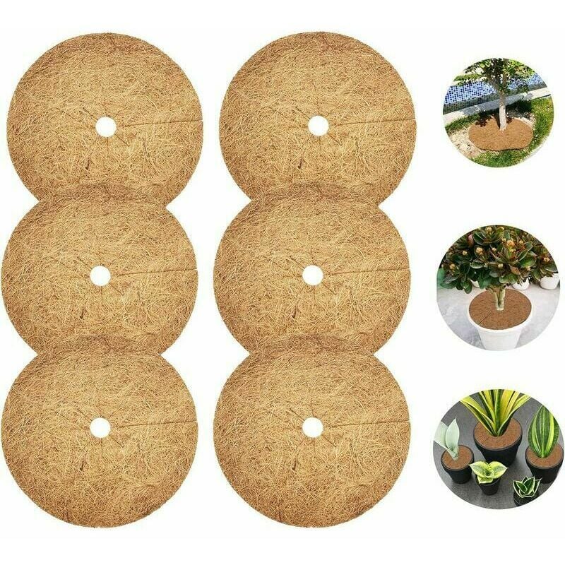 Tapis Coco Plante, Disque de Paillage Coco, Protection d'hiver pour Plantes en Pot, Protéger Les Racines des Plantes en Pot du Gel 20cm