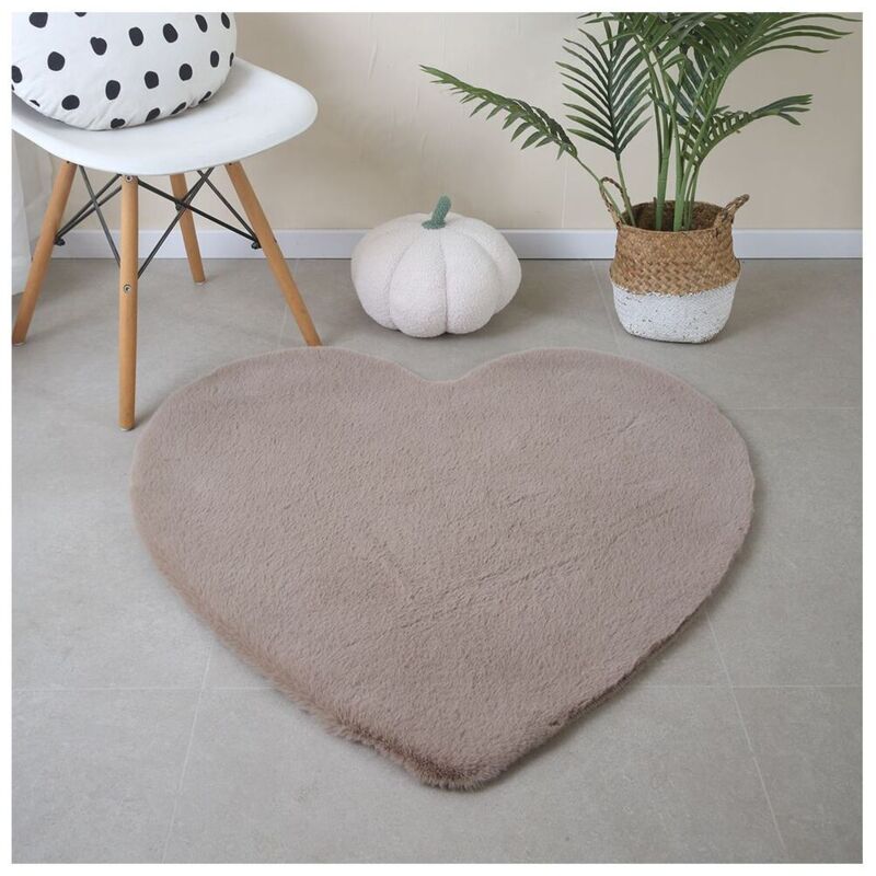 Allotapis - Tapis coeur uni pour chambre d'enfant Gabi Beige 90x90