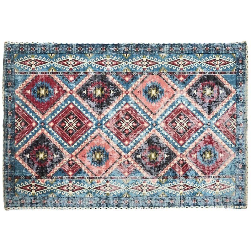 Linnea - Tapis collection agra 120x170 cm motif aztèques bleu et orange