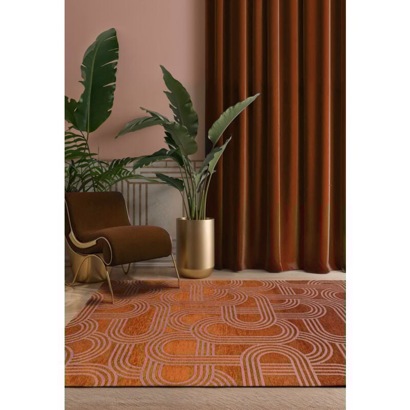 Beneffito - tapis - collection disco red pepper - Tapis à Motifs, Finition Artisanale, Tissage en Belgique - Tapis d'intérieur moderne et doux