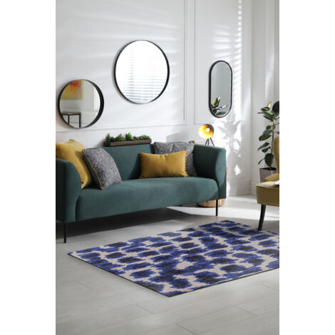 Tapis - Collection Ikat Beneffito - Ultramarine - Tapis d'intérieur moderne et doux - Rectangulaire - 240 x 340 cm