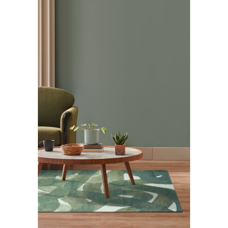 Beneffito - Tapis - Collection My Way Teal - Tapis - Gris - 80x150cm - Tapis à Motifs, Finition Artisanale, Tissage en Belgique - Tapis de Moderne de