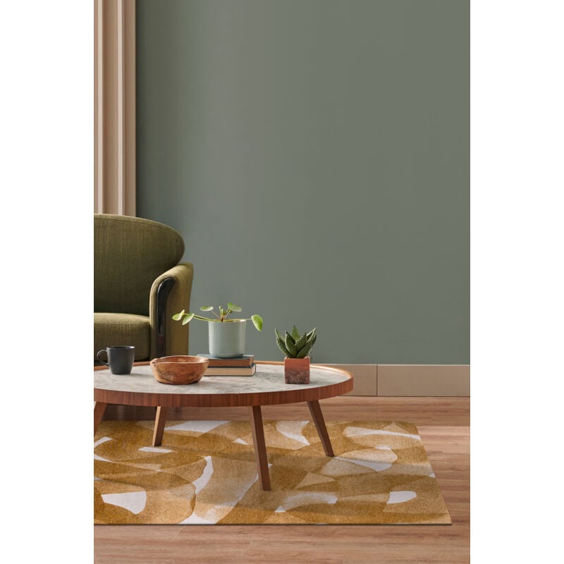 Beneffito - Tapis - Collection My Way Mustard - Tapis - Jaune - 80x150cm - Tapis à Motifs, Finition Artisanale, Tissage en Belgique - Tapis de