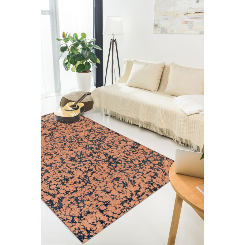 Tapis - Collection Cloud Beneffito Indian Blue - Tapis - Orange - 80x150cm - Tapis à Motifs, Finition Artisanale, Tissage en Belgique - Tapis de