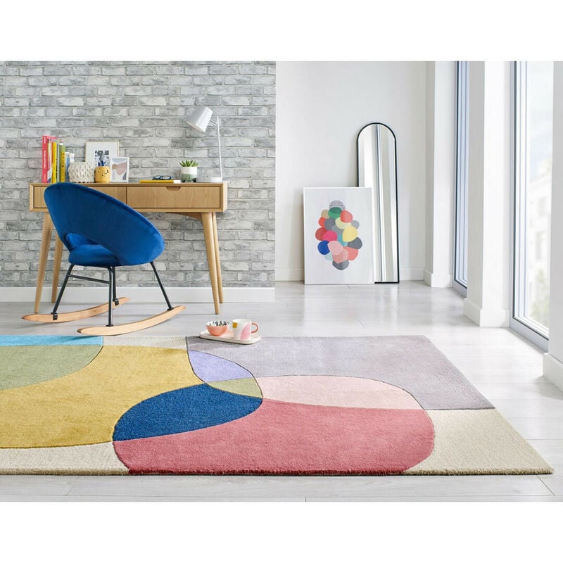 Flair Rugs - Tapis contemporain courbe pour salon Glow Multicolore 120x170