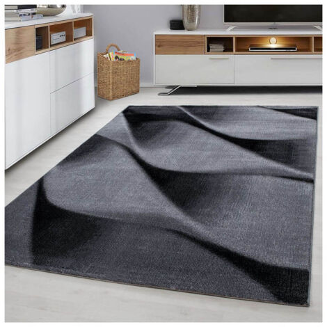 Tapis contemporain effet courbe Noghar Noir 80x300