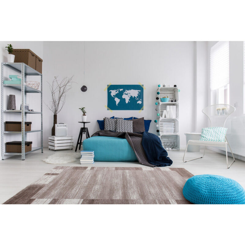 Allotapis - Tapis contemporain en polypropylène Durham Beige 200x290