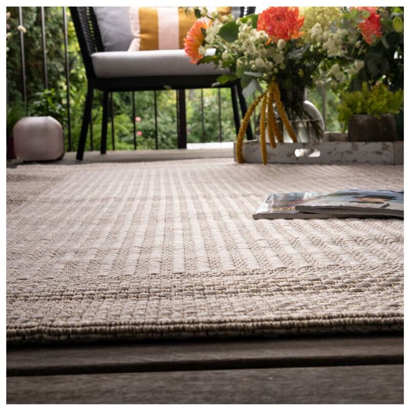 Deladeco - Tapis contemporain plat extérieur et intérieur taupe Frieda Taupe 80x150