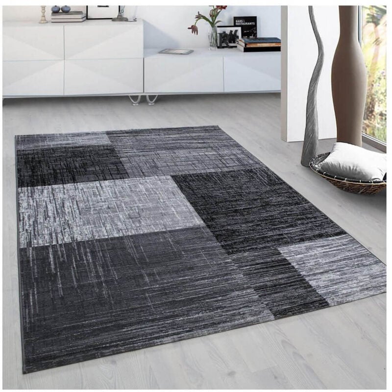 Allotapis - Tapis contemporain pour salon noir Rozza Noir 120x170