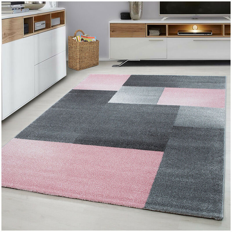 Allotapis - Tapis contemporain rectangle graphique Salmon Rose 160x230