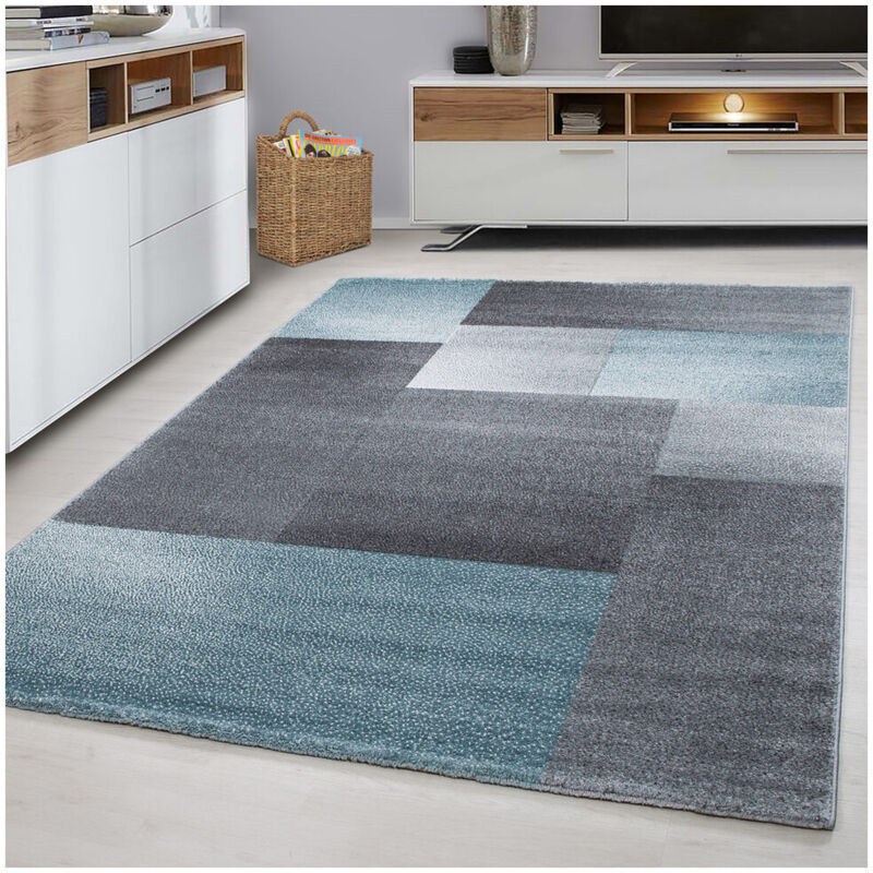 Allotapis - Tapis contemporain rectangle graphique Salmon Bleu 120x170