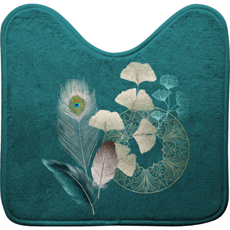 Tapis contour wc 45 x 45 cm microfibre imprimé Ginkoblue