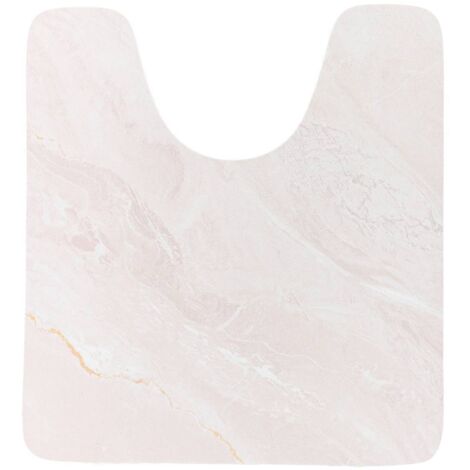 Tapis contour wc absorbant souple 45x50cm - facon marbre beige - Tendance