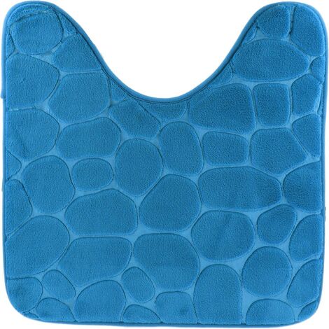 Tapis contour wc memoire de forme microfibre galet 45x50 cm - bleu canard - Tendance