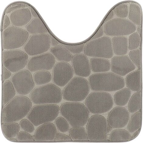 Tapis contour wc memoire de forme microfibre galet 45x50 cm - gris clair - Tendance