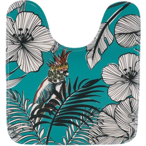 Tapis contour wc microfibre imprime 45x50 cm - jungle fever bleu - Tendance