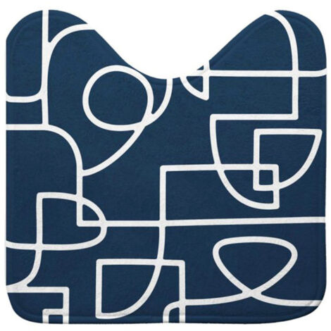 Tapis Contour WC Microfibre "Labyrinthe" 45x45cm Bleu