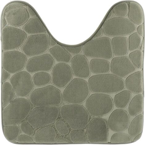 Tapis contour WC Vert Kaki en microfibre à mémoire de forme 45 x 50 cm - TENDANCE