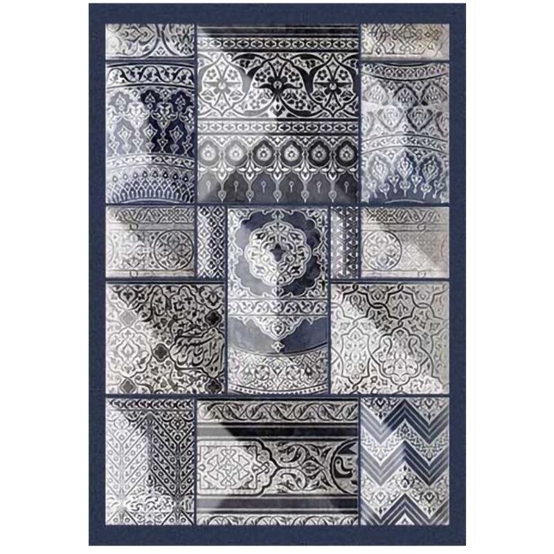 Tapis CORDOUE Bleu Dimensions - 80x150 – Qualité supérieure pour Maison, Appartement, Bureau – Style élégant et durable – Confort optimal, facile à