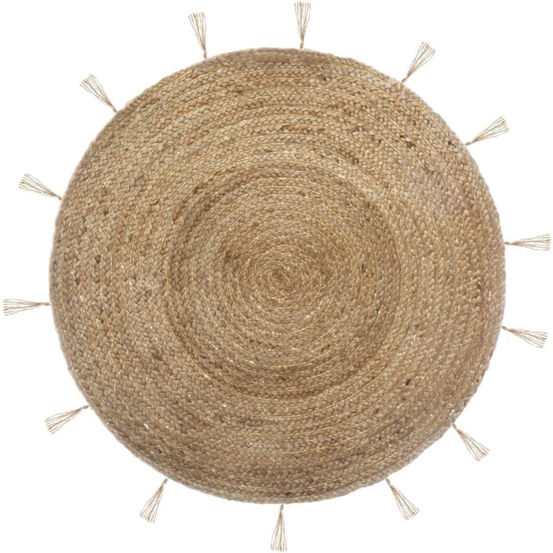 Tapis à franges rond en jute Cosy