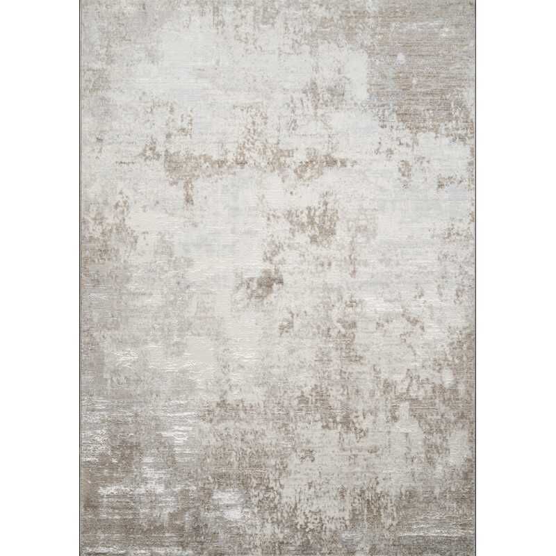 Toutapis - Grand tapis salon chambre moderne crème marron dubai 19 à poils ras satinés 240x340 cm