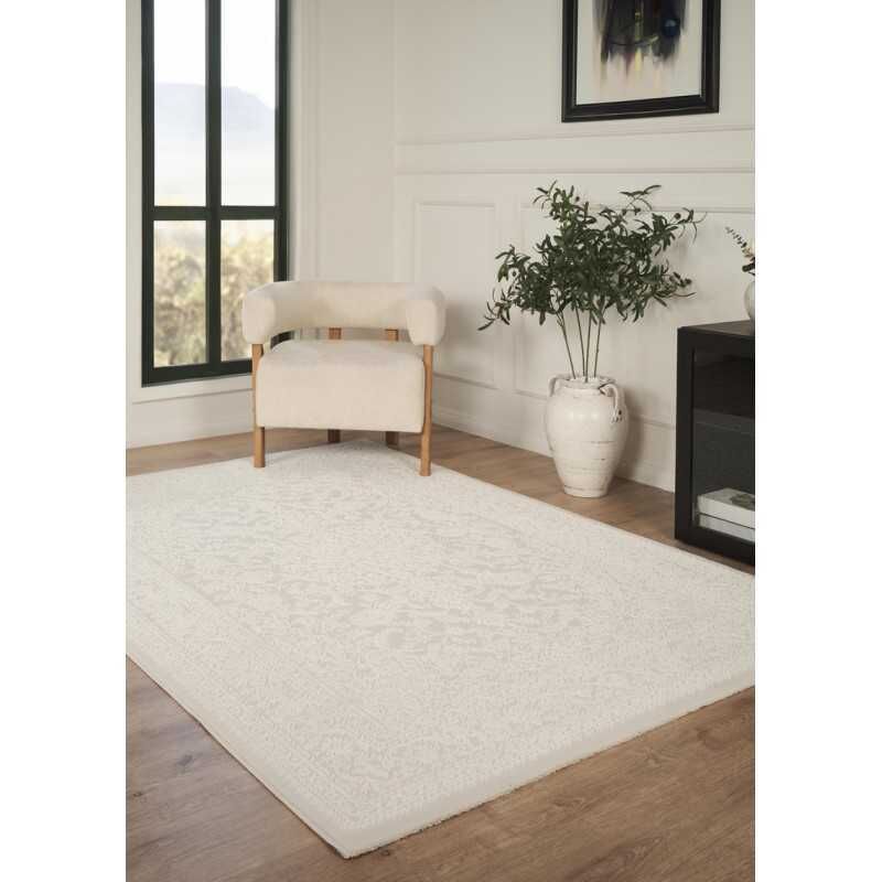Tapis lavable en machine oriental crème oslo 78 en matière recyclée 80x150 cm