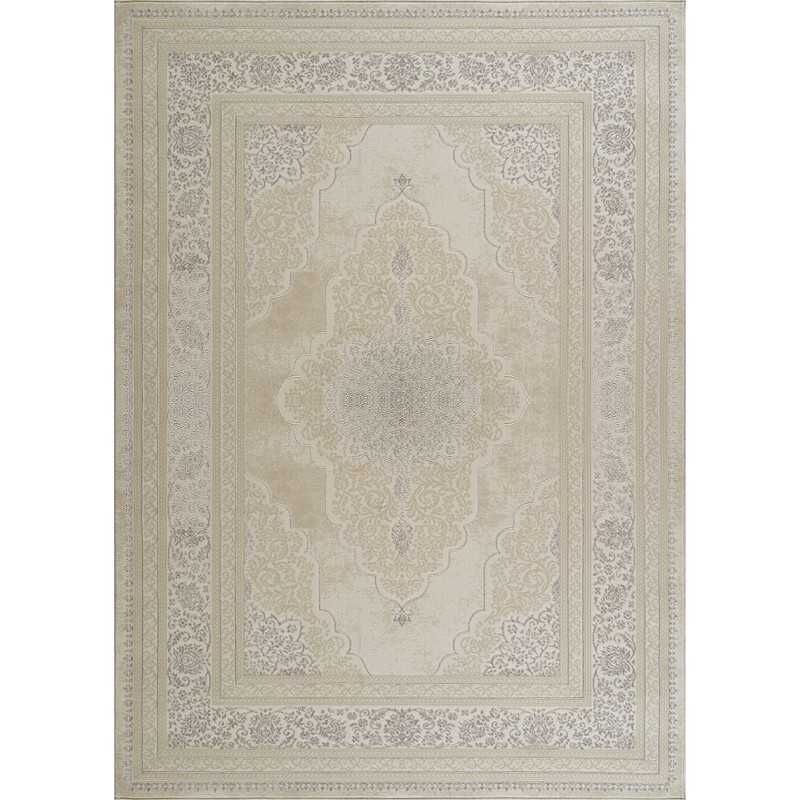 Tapis salon chambre oriental beige venezia à poils courts satinés 160x230 cm