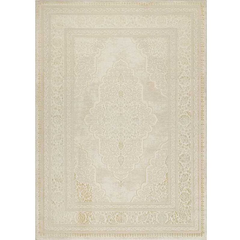 Tapis couloir chambre oriental doré venezia à poils courts satinés 80x150 cm
