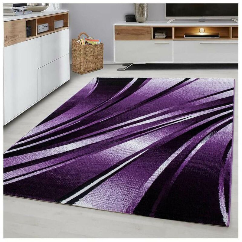 Allotapis - Tapis courbe moderne pour salon rectangle Jursic Lilas 80x300