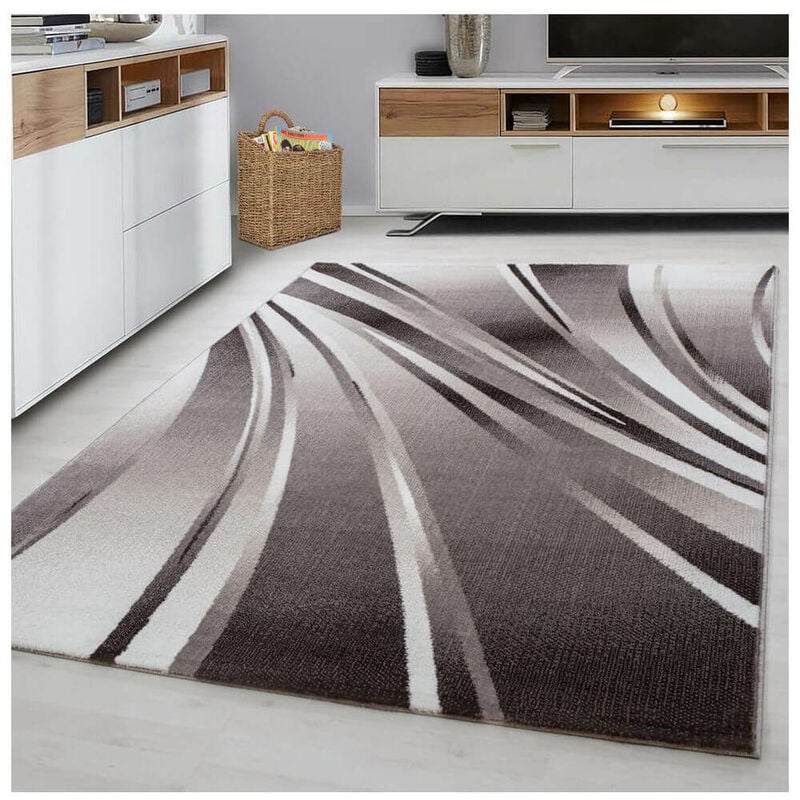 Allotapis - Tapis courbe moderne pour salon rectangle Jursic Marron 160x230