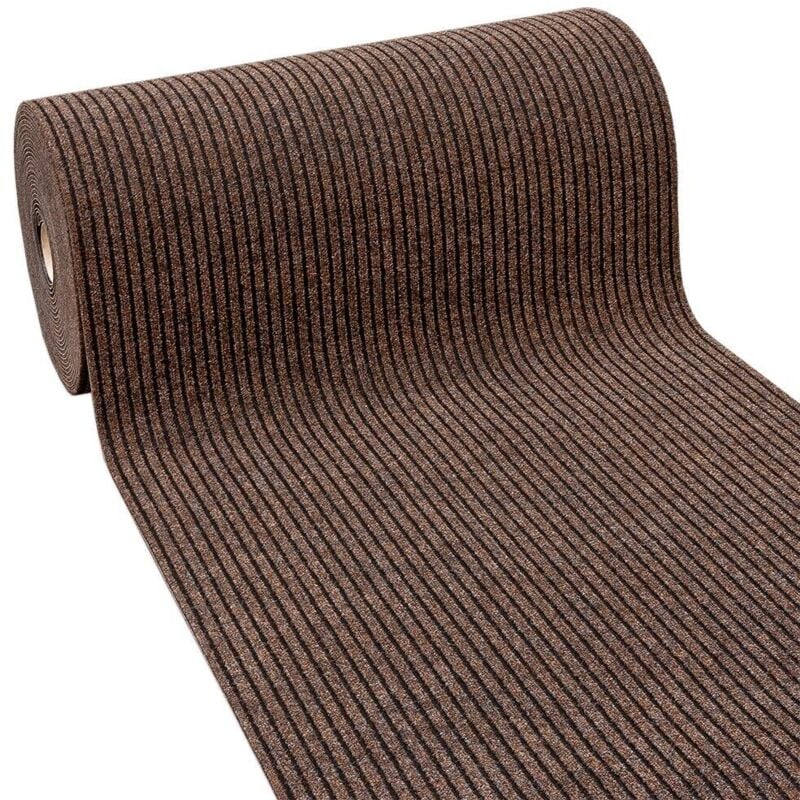 Emmevi Mv S.p.a. - Tapis Coureur Cuisine Moquette Épais Intérieur Extérieur Rayé Marron - 100x240 Cm